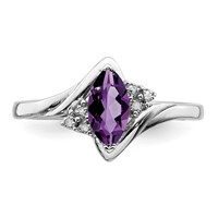 Sterling Silver Rhodium-plated Diamond & Amethyst Ring view 5