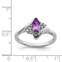 Sterling Silver Rhodium-plated Diamond & Amethyst Ring view 3