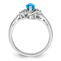 Sterling Silver Rhodium Diam. & Light Blue Topaz Ring view 2