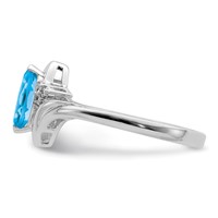 Sterling Silver Rhodium Diam. & Light Blue Topaz Ring view 4