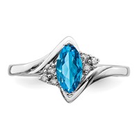 Sterling Silver Rhodium Diam. & Light Blue Topaz Ring view 5