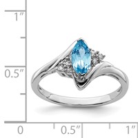 Sterling Silver Rhodium Diam. & Light Blue Topaz Ring view 3