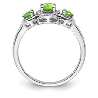 Sterling Silver Rhodium Peridot Diam. Ring view 2