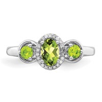 Sterling Silver Rhodium Peridot Diam. Ring view 5