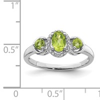 Sterling Silver Rhodium Peridot Diam. Ring view 4
