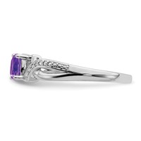 Sterling Silver Rhodium-plated Amethyst Diamond Ring view 3