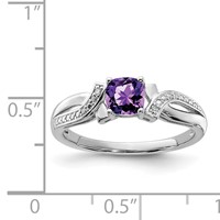 Sterling Silver Rhodium-plated Amethyst Diamond Ring view 5