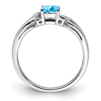 Sterling Silver Rhodium Light Swiss Blue Topaz & Diam. Ring view 2