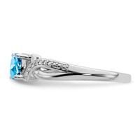 Sterling Silver Rhodium Light Swiss Blue Topaz & Diam. Ring view 3