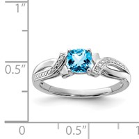 Sterling Silver Rhodium Light Swiss Blue Topaz & Diam. Ring view 5