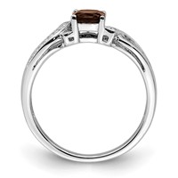 Sterling Silver Rhodium Smoky Quartz Diam. Ring view 2