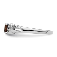 Sterling Silver Rhodium Smoky Quartz Diam. Ring view 3