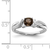 Sterling Silver Rhodium Smoky Quartz Diam. Ring view 5