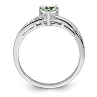 Sterling Silver Rhodium Green Quartz Diam. Ring view 2
