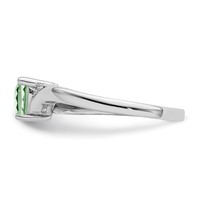 Sterling Silver Rhodium Green Quartz Diam. Ring view 3