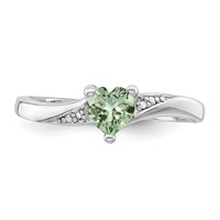 Sterling Silver Rhodium Green Quartz Diam. Ring view 5