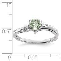Sterling Silver Rhodium Green Quartz Diam. Ring view 4