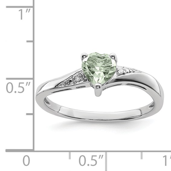 Sterling Silver Rhodium Gemstone and Diamond Ring                            