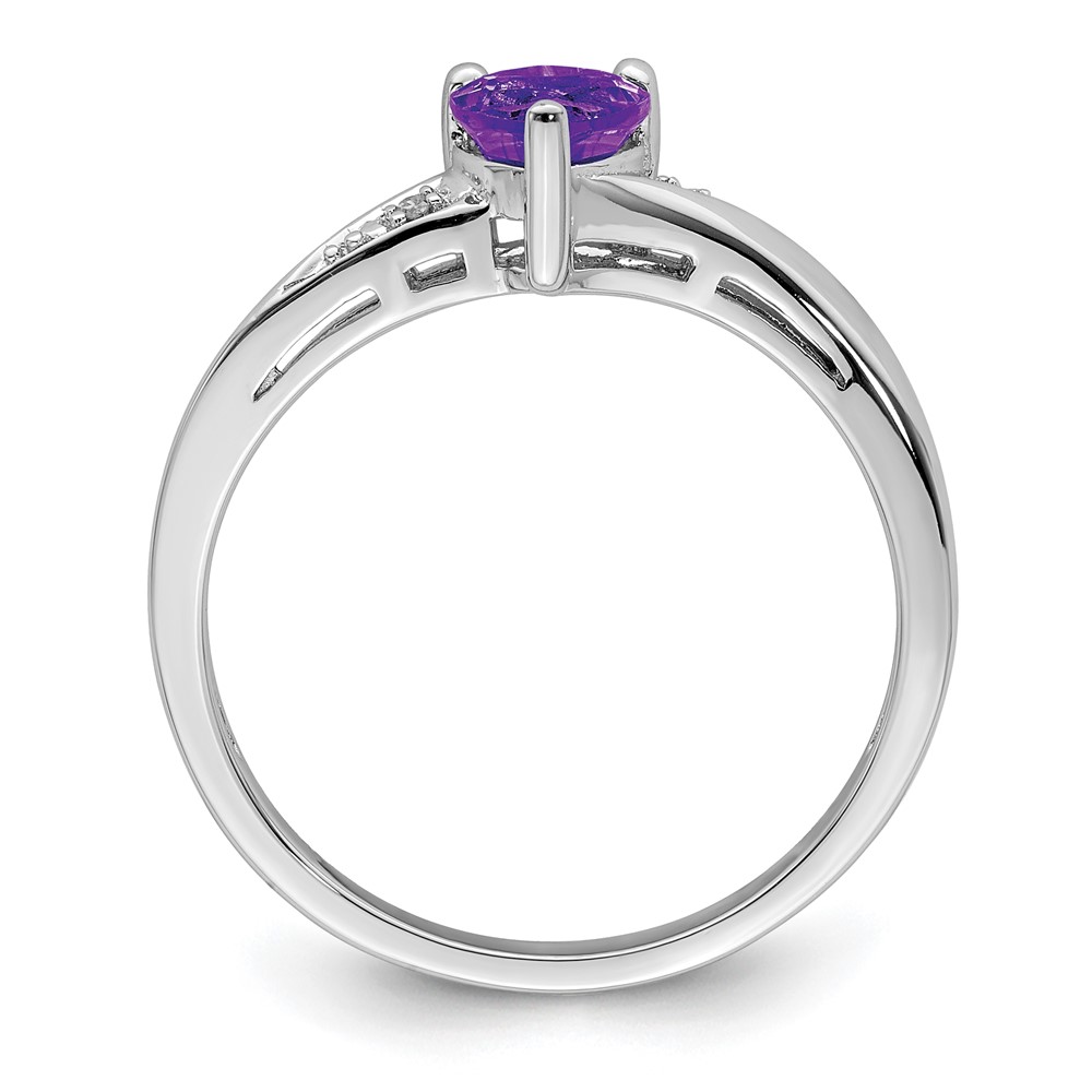 Sterling Silver Rhodium-plated Amethyst Diamond Ring (QR4555AM-8)