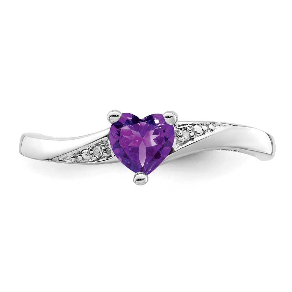 Sterling Silver Rhodium-plated Amethyst Diamond Ring (QR4555AM-8)