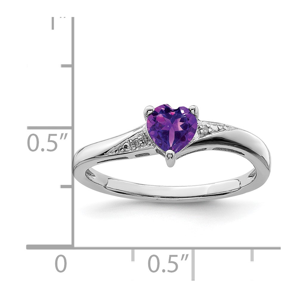 Sterling Silver Rhodium-plated Amethyst Diamond Ring (QR4555AM-8)