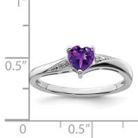 Sterling Silver Rhodium-plated Amethyst Diamond Ring view 3