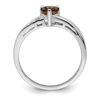 Sterling Silver Rhodium Smoky Quartz Diam. Ring view 2