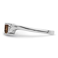 Sterling Silver Rhodium Smoky Quartz Diam. Ring view 4