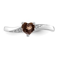 Sterling Silver Rhodium Smoky Quartz Diam. Ring view 5