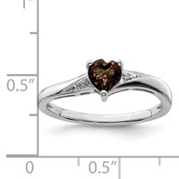 Sterling Silver Rhodium Smoky Quartz Diam. Ring view 3