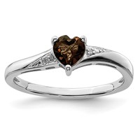 Sterling Silver Rhodium Smoky Quartz Diam. Ring view 1