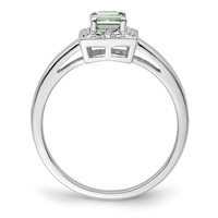 Sterling Silver Rhodium Green Quartz Diam. Ring view 2