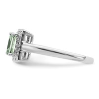 Sterling Silver Rhodium Green Quartz Diam. Ring view 4