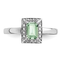 Sterling Silver Rhodium Green Quartz Diam. Ring view 5
