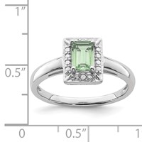 Sterling Silver Rhodium Green Quartz Diam. Ring view 3