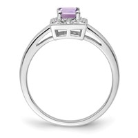 Sterling Silver Rhodium Pink Quartz Diam. Ring view 2