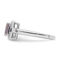 Sterling Silver Rhodium Pink Quartz Diam. Ring view 4