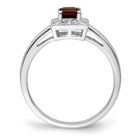 Sterling Silver Rhodium Smoky Quartz Diam. Ring view 2
