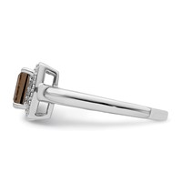 Sterling Silver Rhodium Smoky Quartz Diam. Ring view 4