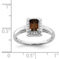 Sterling Silver Rhodium Smoky Quartz Diam. Ring view 3