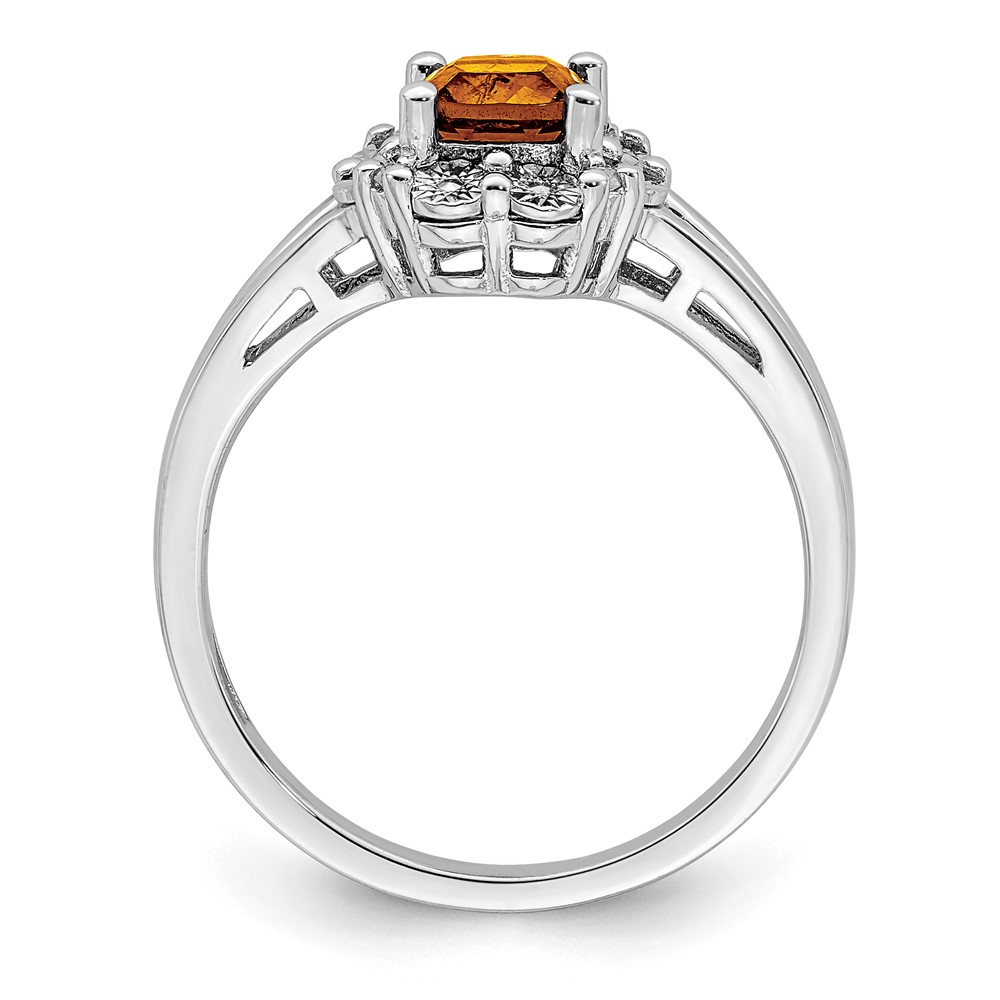 Sterling Silver Rhodium Whiskey Quartz Diam. Ring (QR4560WQ-9)