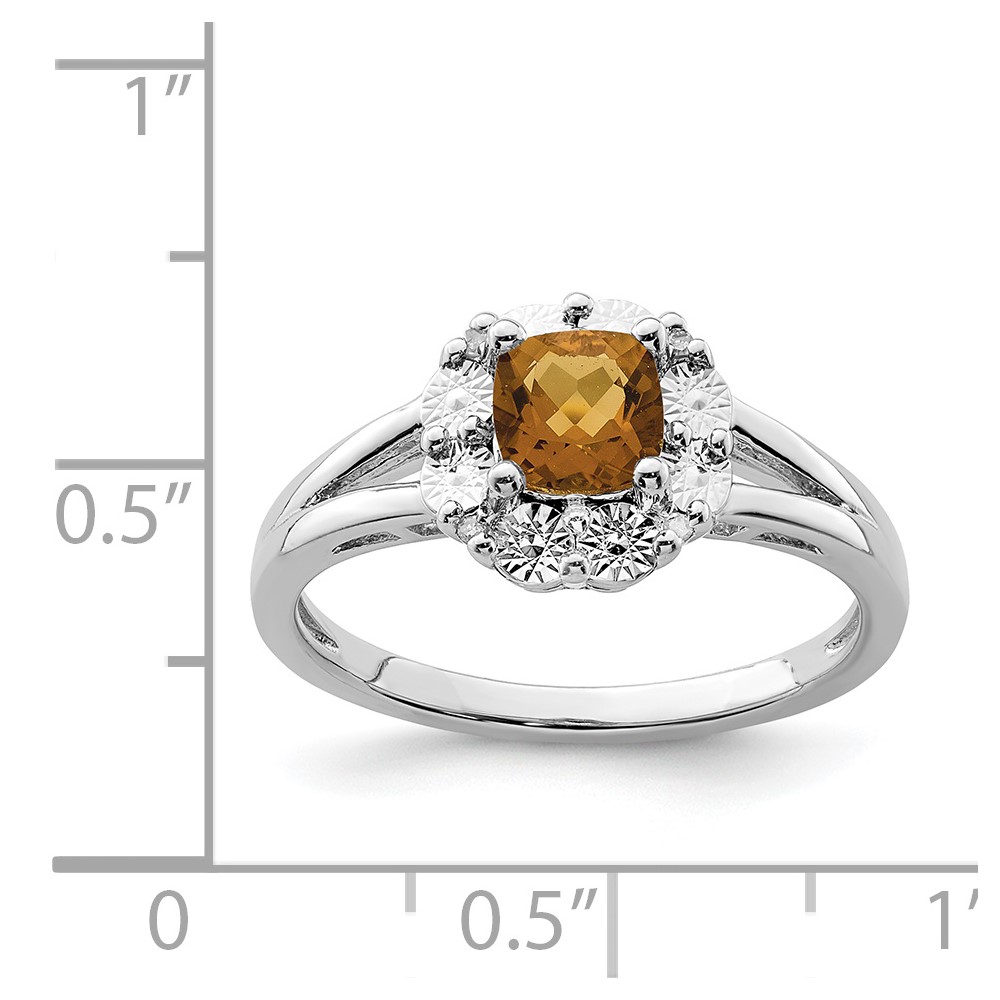 Sterling Silver Rhodium Whiskey Quartz Diam. Ring (QR4560WQ-9)