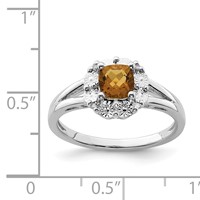 Sterling Silver Rhodium Whiskey Quartz Diam. Ring view 4