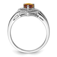 Sterling Silver Rhodium Whiskey Quartz Diam. Ring view 2