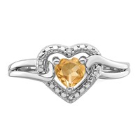 Sterling Silver Rhodium Whiskey Quartz Diam. Ring view 5