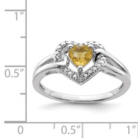 Sterling Silver Rhodium Whiskey Quartz Diam. Ring view 4