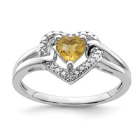 Sterling Silver Rhodium Whiskey Quartz Diam. Ring view 1