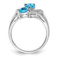 Sterling Silver Rhodium Blue Topaz Diam. Ring view 2
