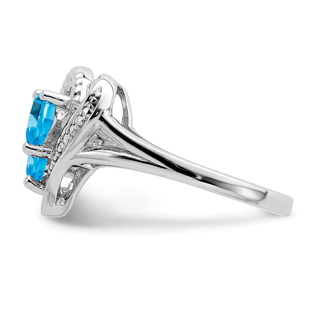 Sterling Silver Rhodium Blue Topaz Diam. Ring (QR4568BT-8)