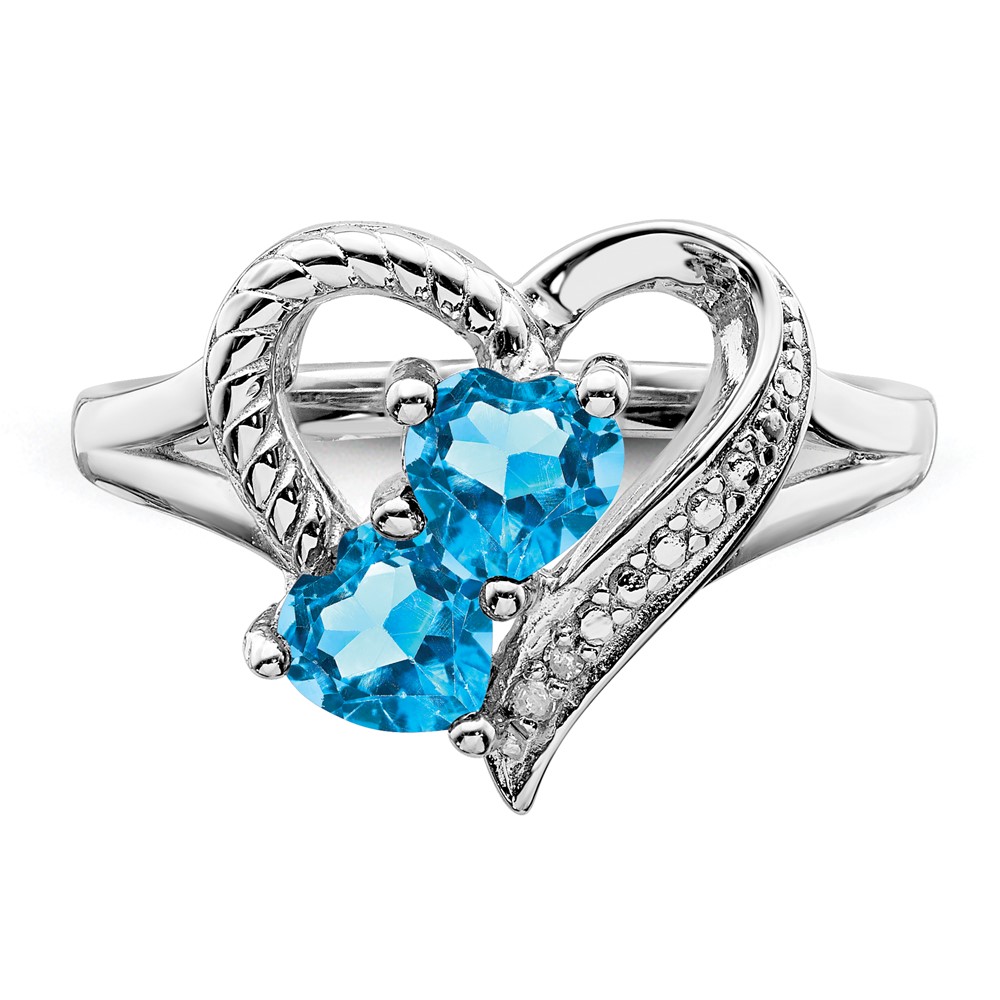 Sterling Silver Rhodium Blue Topaz Diam. Ring (QR4568BT-8)
